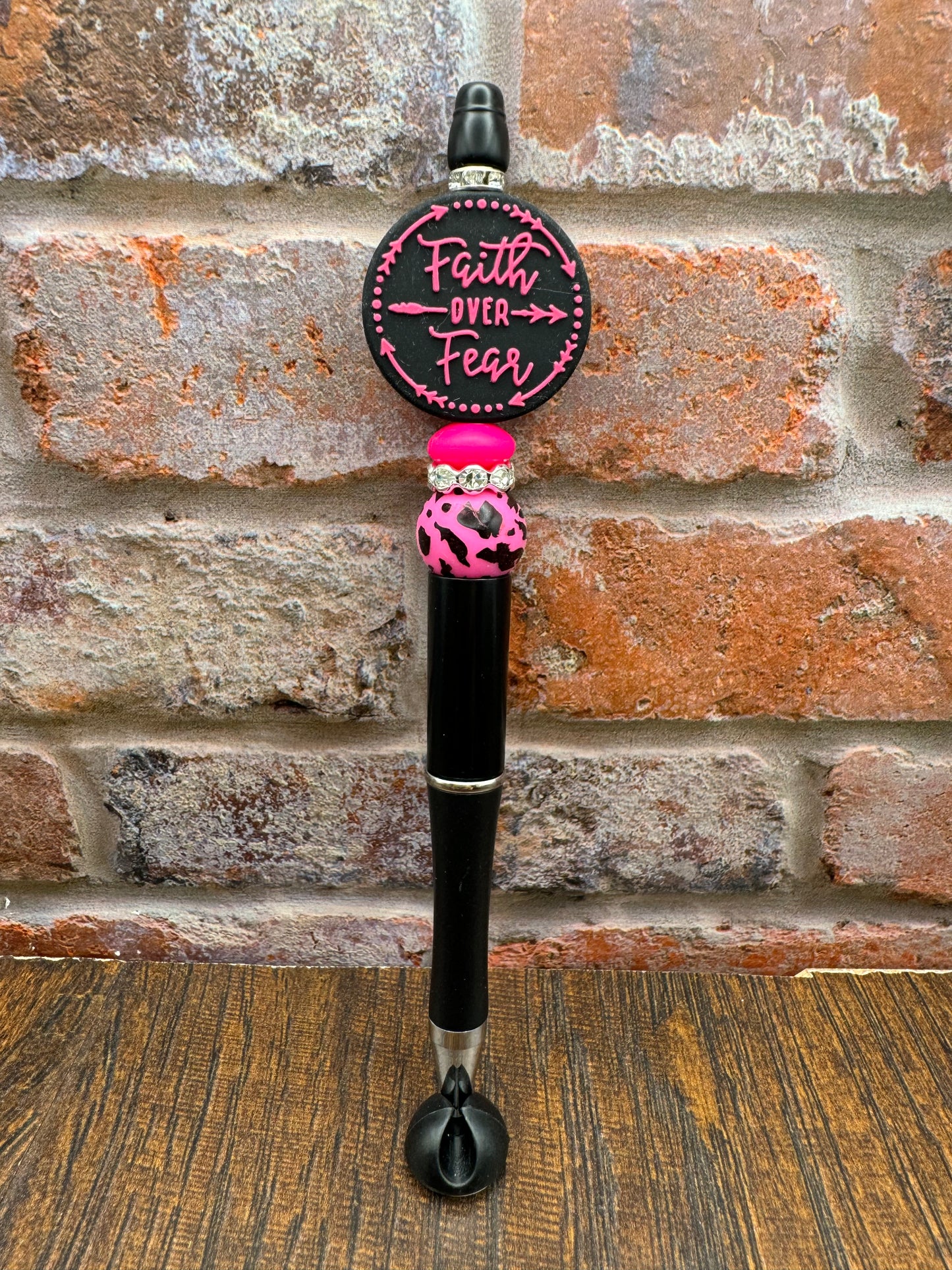 Faith over Fear pink leopard pen