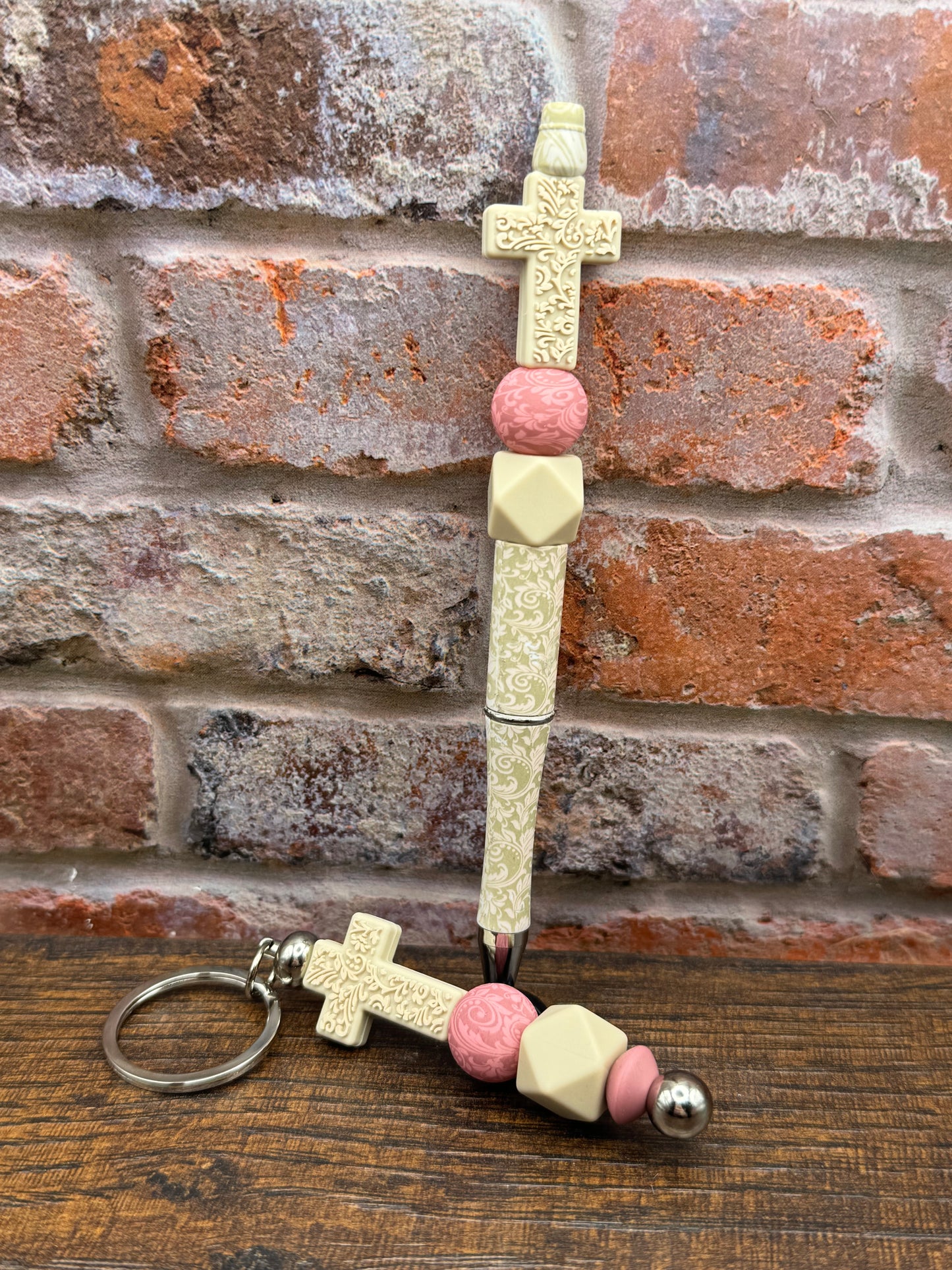 Tan floral Cross pen and key ring bundle